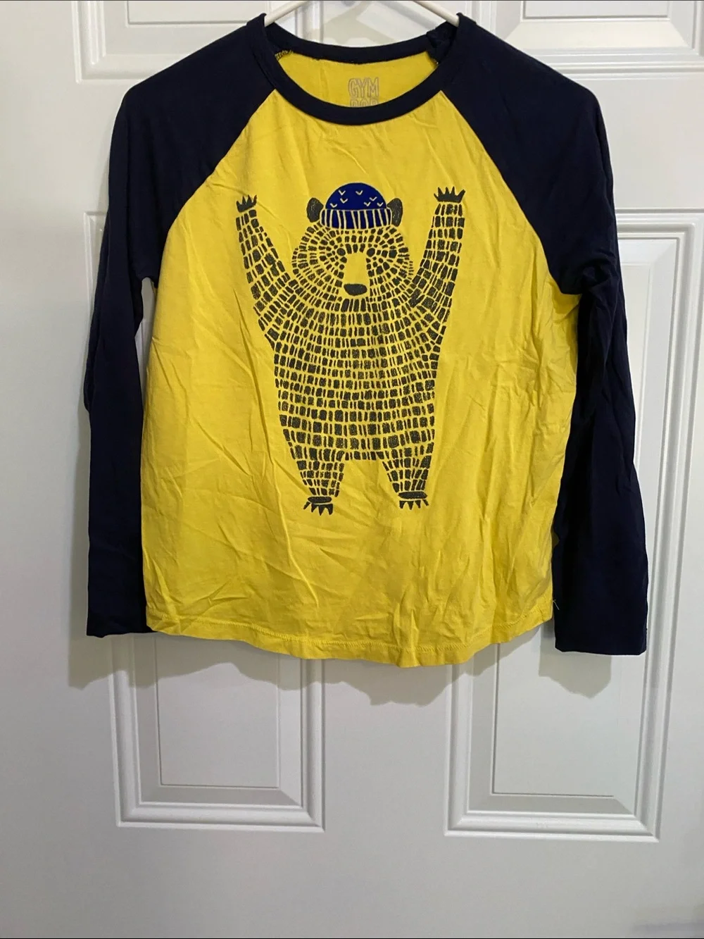Gymboree Yellow & Navy Bear Raglan Long-Sleeve Tee
